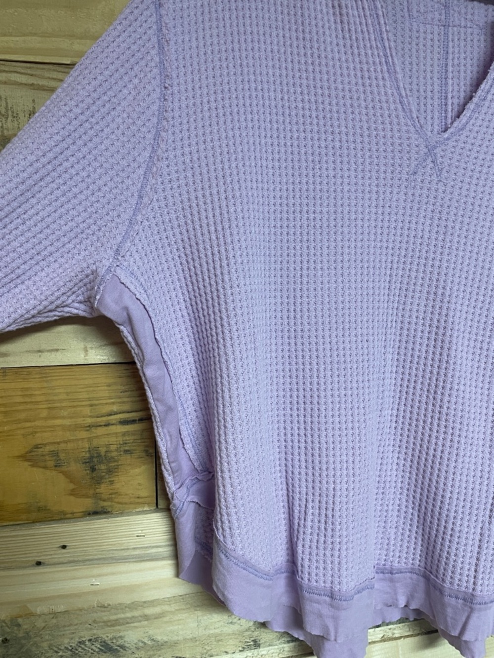 Urban Daizy size Large Lavender Waffle-Knit Long Sleeve Lightweight Soft Top - Picture 5 of 9